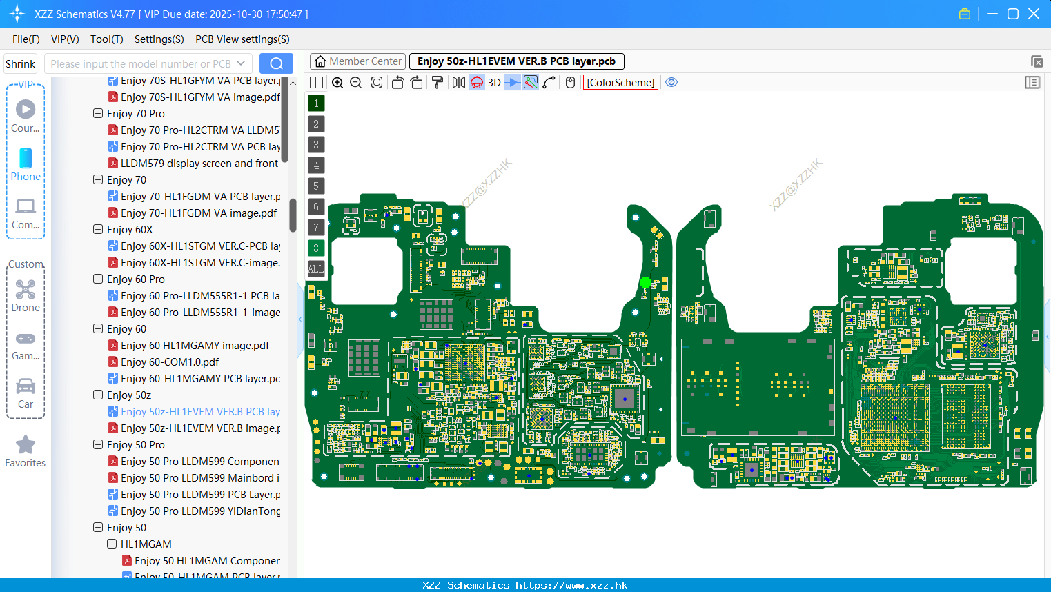 Huawei Enjoy 50z-HL1EVEM VER.B PCB Layer